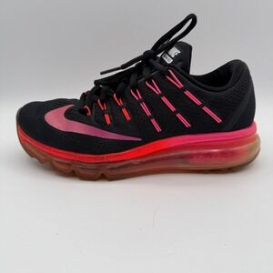 Nike Air Max 2016 Running Shoes Women 6.5 Black Pink 806772-006 Flywire Athletic